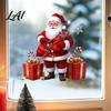 Holiday Glass Stickers Santa Claus Window Static Sticker Reusable Waterproof PVC Christmas Decal Decorative Xmas Decals HD Printing Clings for Home