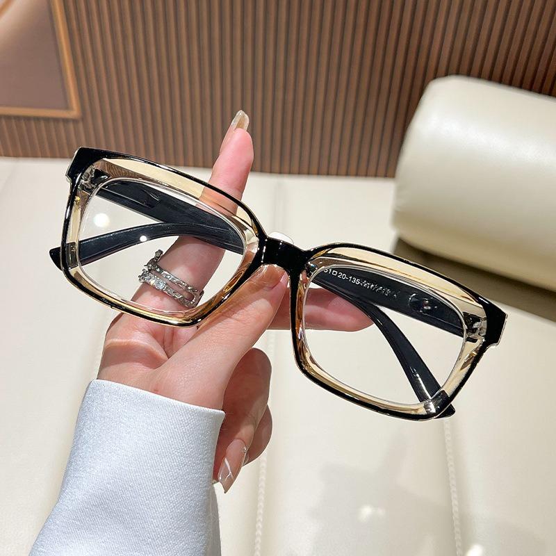 Anti Blue Light Reading Glasses Women Trendy Transparent Large Frame Far Sighted Eyeglasses