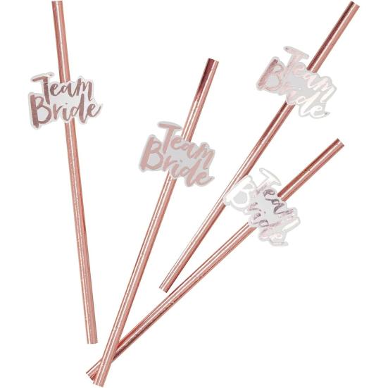 12 шт. Командные буквы Невеста Соломинки Дизайн Розовое золото Позолота Прямые Фотореквизит Девичник