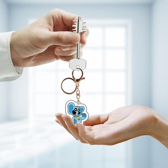Акриловый кулон с улыбающимся животным из мультфильма, брелок для ключей, сумка, рюкзак, аксессуары для телефона
