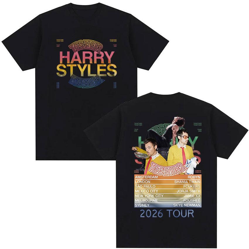 Harry Styles Together Tour 2026 Fan Gifts Summer Mens Womens High Quality Retro Cotton Loose Street Wear Y2K Mens Clothing