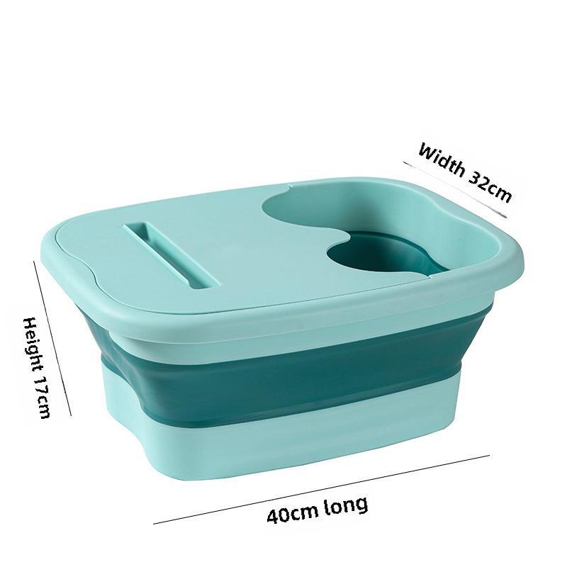 Thickened Silicone Folding Footbath with Lid - Portable Massage Footbath for Home Use
