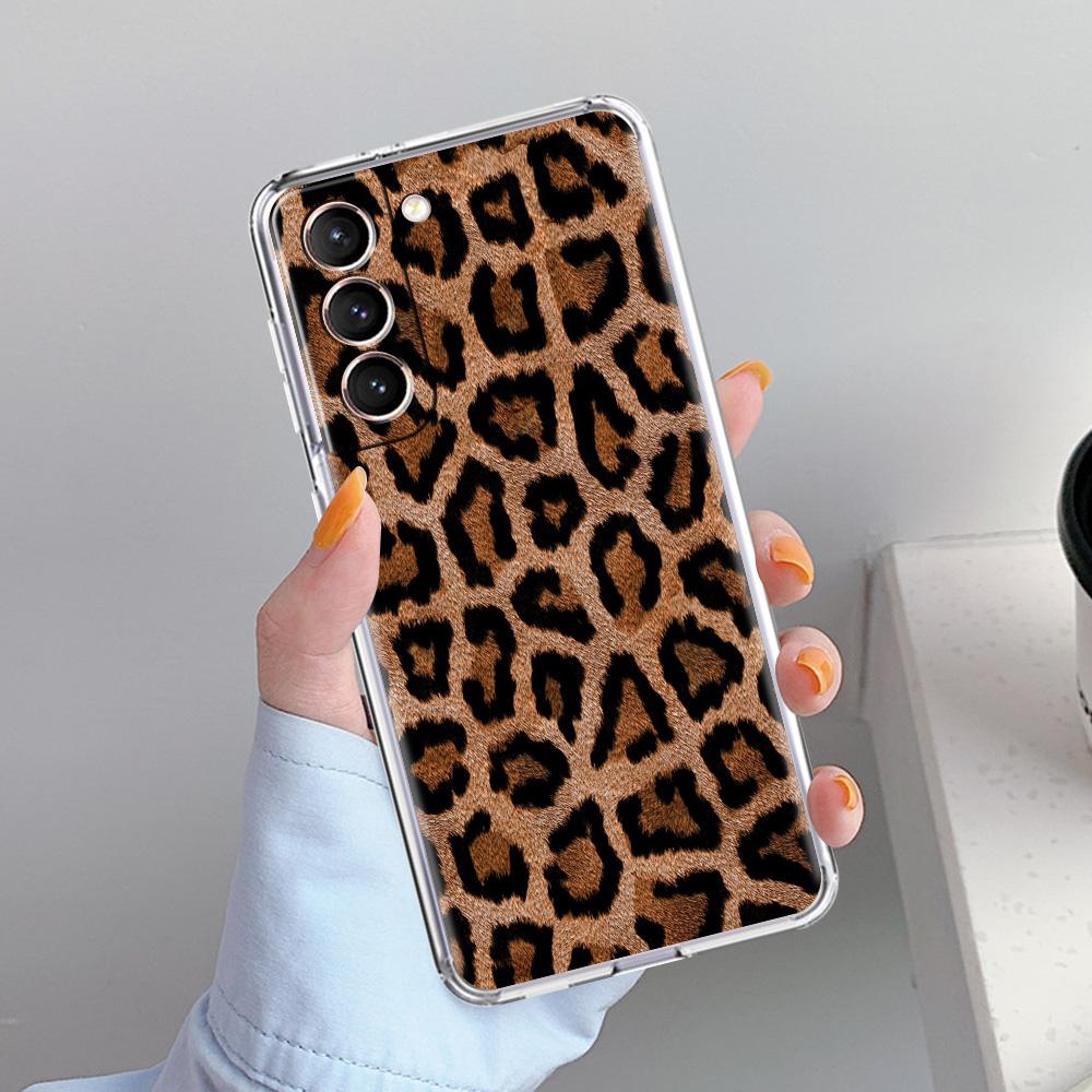 Чехол для телефона Samsung Galaxy S26 S25 S24 S23 S22 Ultra S20 S21 FE 5G Plus Мягкий Прозрачный Чехол Сексуальный Модный Леопардовый Принт