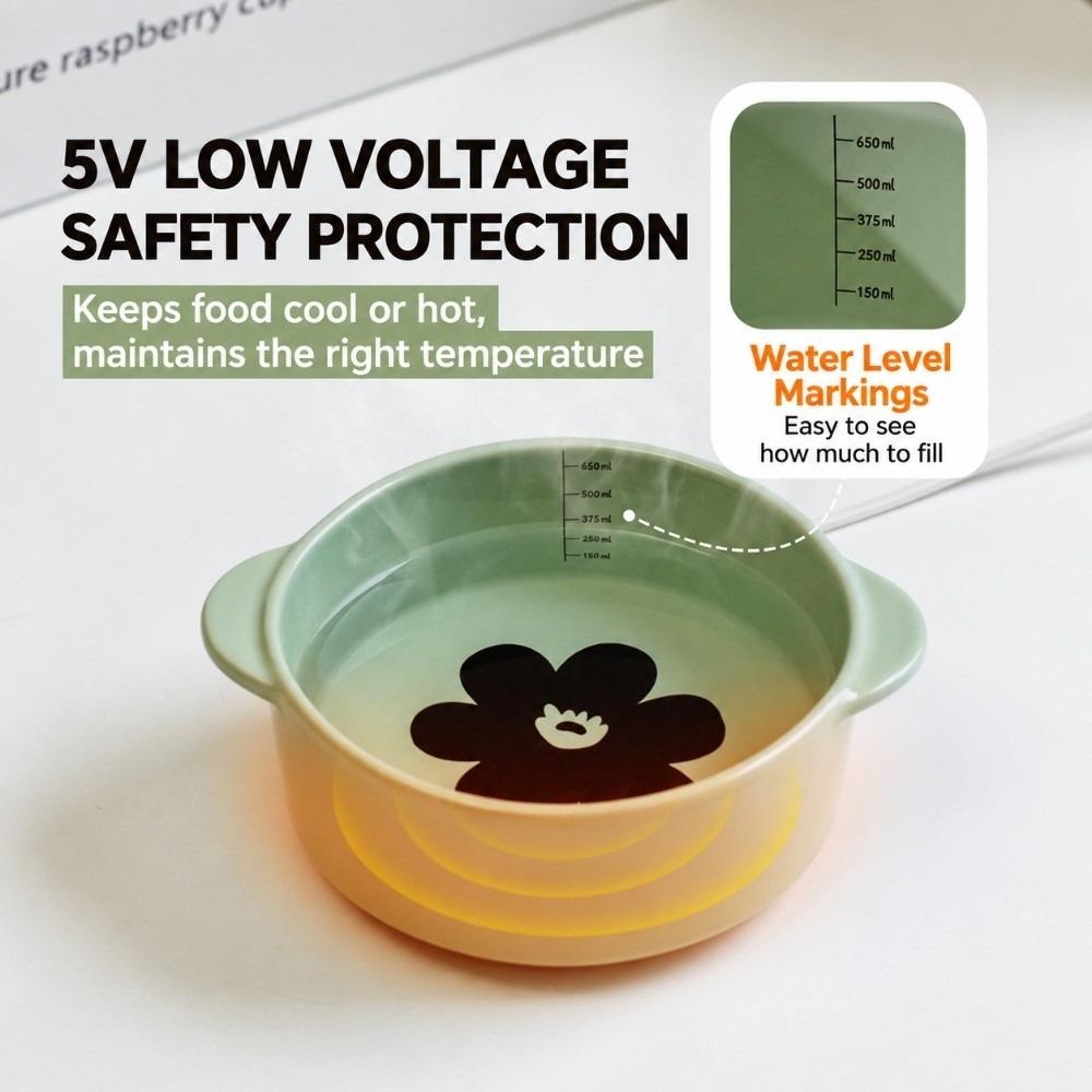 Constant Temperature Elevated Cat Bowl with Iron Stand Dog Drinking Bowl Pet