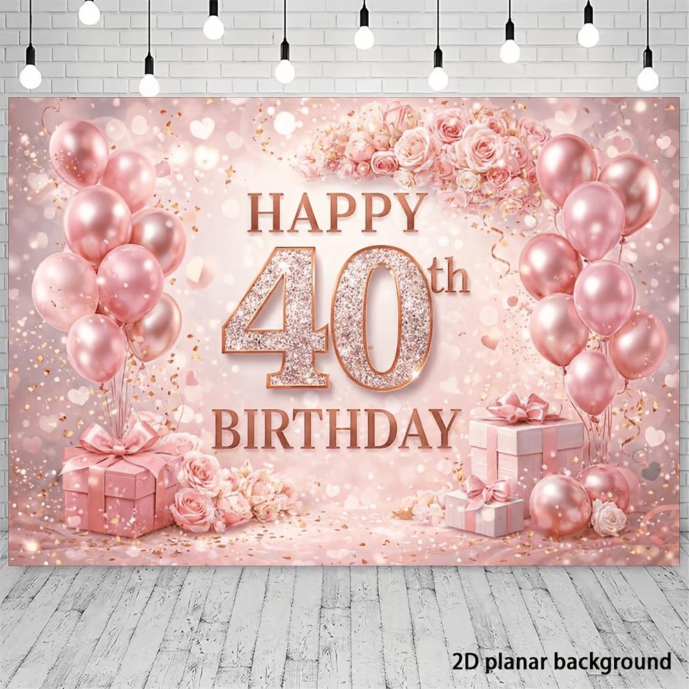 2D 40th Birthday Party Banner Background - Happy 40th Birthday Theme, Made of Polyester Material