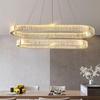 Italian Luxury Gold Stainless Steel Oval Crystal Chandelier for Dining Table or Bar