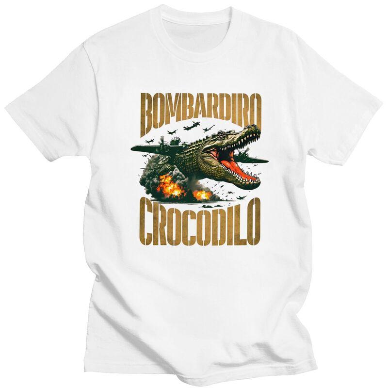 Italian Brainrot Bombardiro Crocodilo Meme TShirt Pure Cotton Tee Tops Summer O Neck Tshirts Casual Short Sleeve Clothes