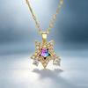 Cute Charm Female White Zircon Stone Star Round Pendant Necklace Gold Color Wedding Jewelry For Women