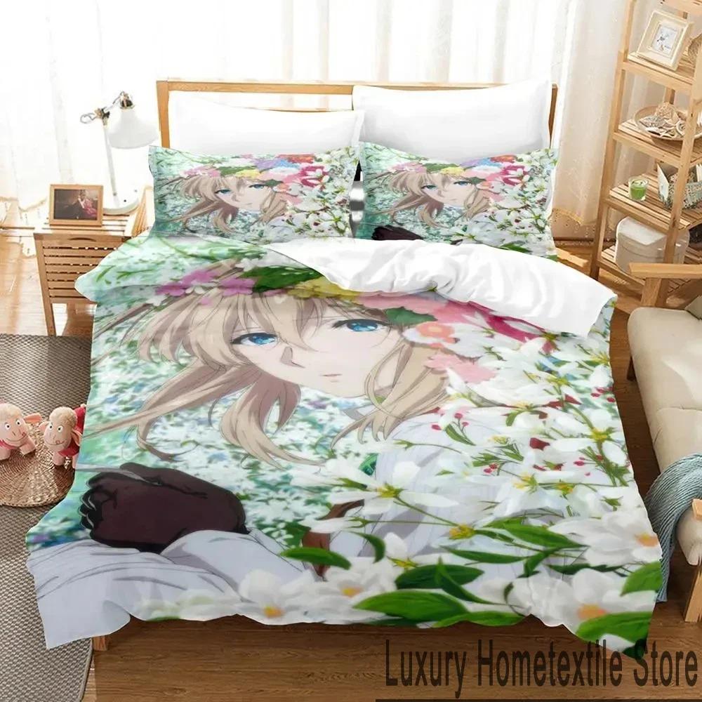 Комплект постельного белья Anime Violet Evergarden, пододеяльник, комплект постельного белья, пододеяльник, наволочка, одеяло размера king-size, комплект постельного белья для мальчиков и взрослых
