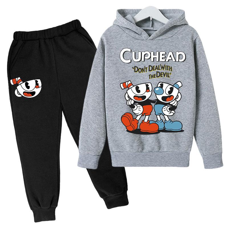 Детская игра Cuphead Худи для детей Худи и штаны для детей Комплект одежды из двух предметов для детей 4-14 лет Одежда для детей Детские худи