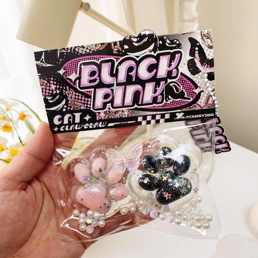 Розовая и черная кошачья лапка, игрушка-антистресс для сжимания - Мягкая, похожая на грязь, декомпрессионная вещь в слепом пакете