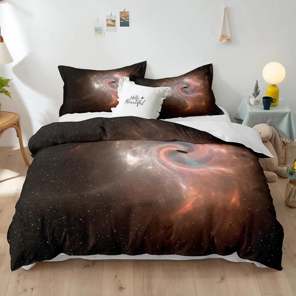Комплект пододеяльников из полиэстера со звездным небом King Size, белая звезда, красочная галактика, звездное пространство, туманность, абстрактный космос для мальчиков и девочек