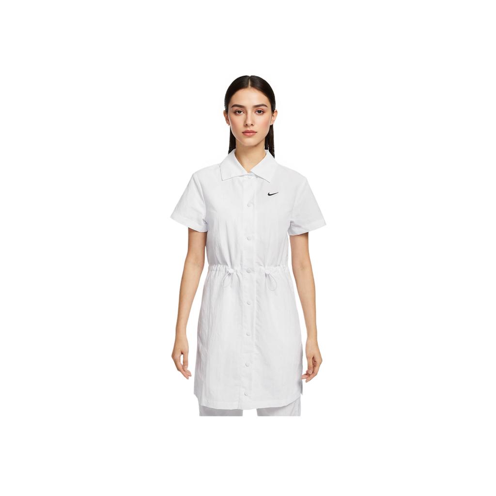 Nike Sportswear Everything Wovens Fashion Simple Beautiful Trendy Short Sleeve Dress Women Dresses White HJ1145-100