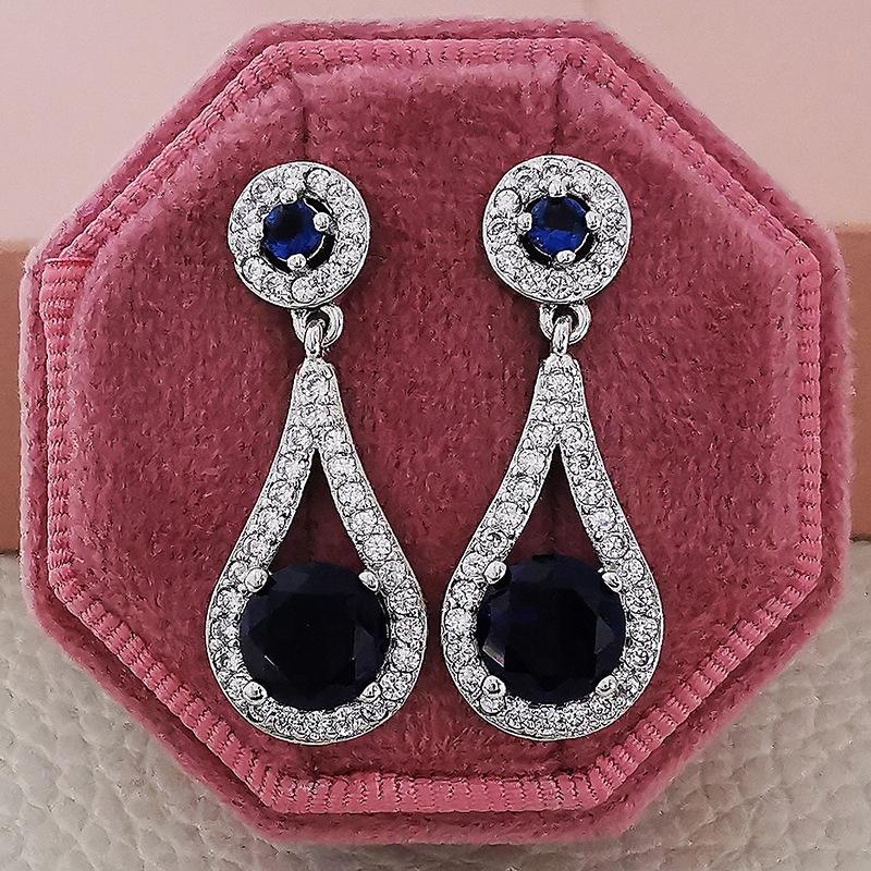 2pcs Pack Trendy Water Drop Crystal Silver Color Bride Jewelry Set for Wedding Drop Earring Necklace Pendant Women Gifts
