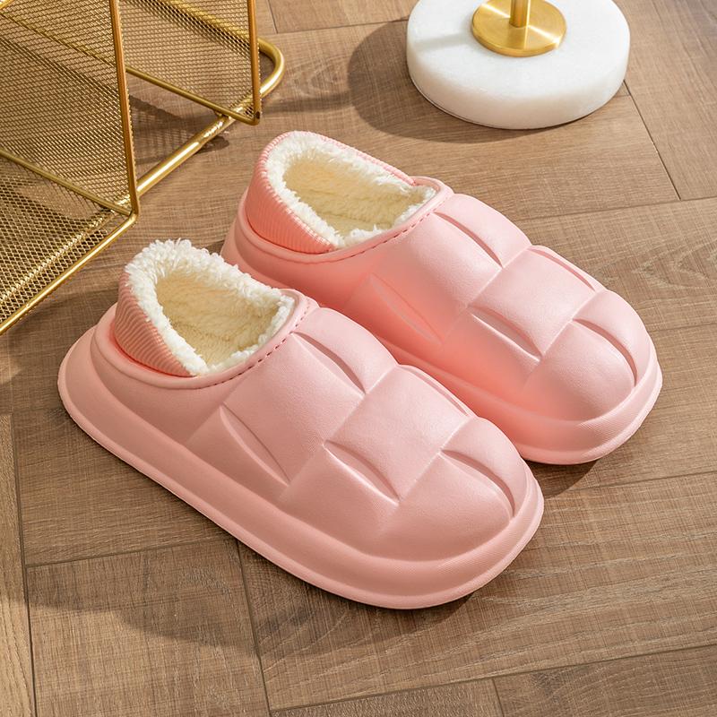 2024 зимние тапочки мужские уличные водонепроницаемые теплые тапочки женские нескользящие домашние плюшевые тапочки обувь на толстой платформе