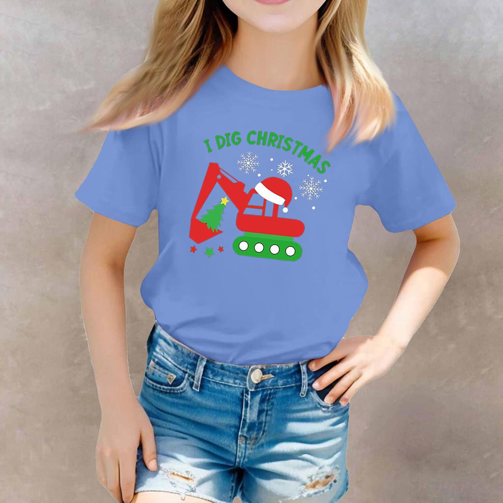 Christmas Day Toddler Girl Boy T-Shirts Kids Top Boys And Girls Printed Short Sleeved T-shirt