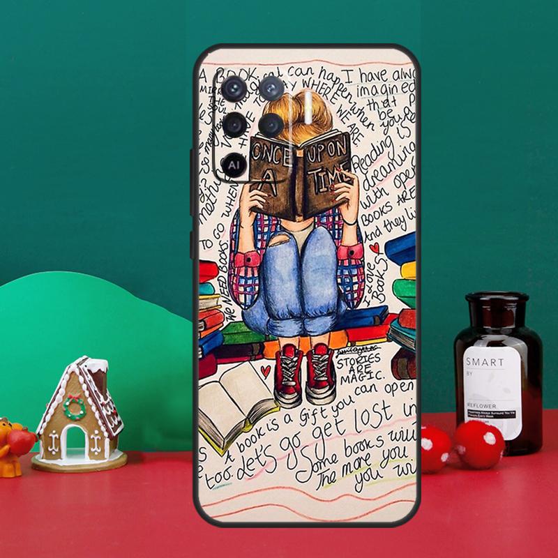 Иллюстрация книг для OPPO A98 A78 A58 A79 A16 A76 A96 A5 A9 A53 A17 A57 A77 A15 A52 A72 A74 A94 A54S Чехол