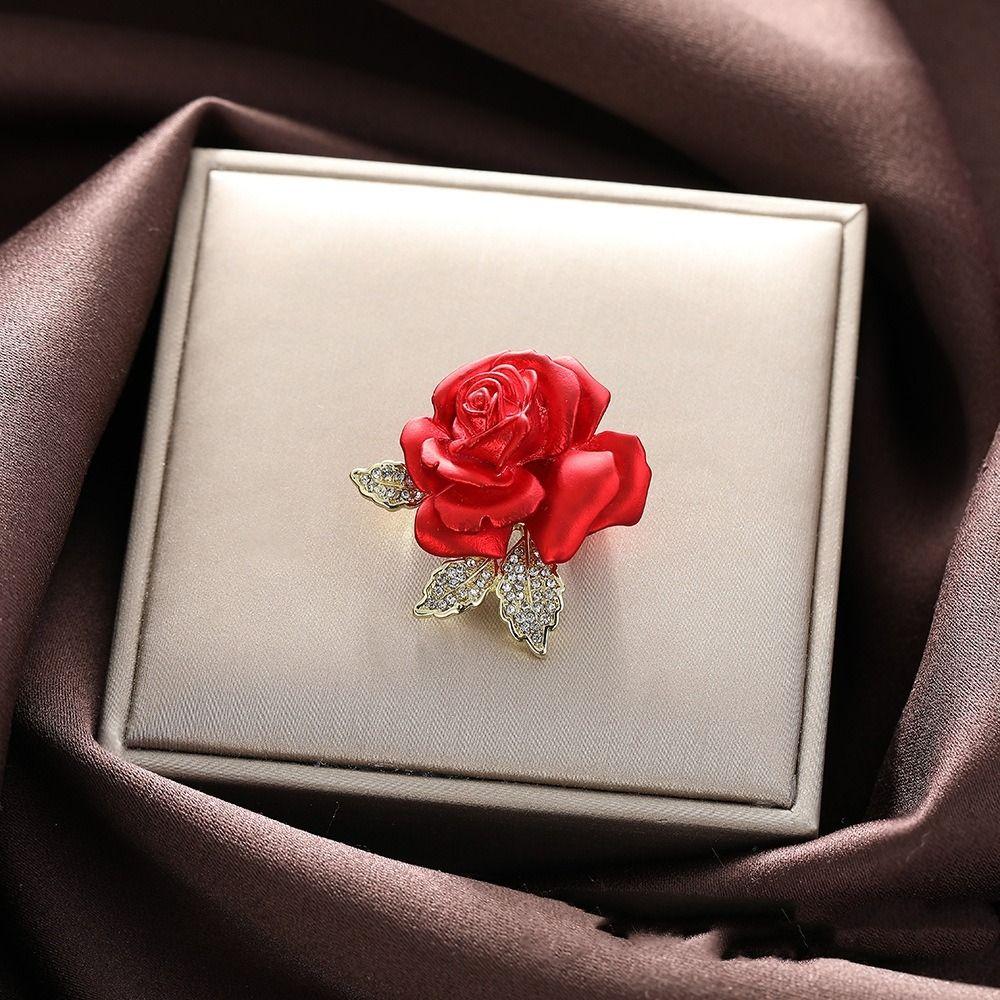 Темпераментная красная роза цветок брошь элитный элитный костюм булавки званый ужин
