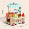 Ice Simulation Wooden Cream Cart Children Role Playing Toy Set For Imagine Play