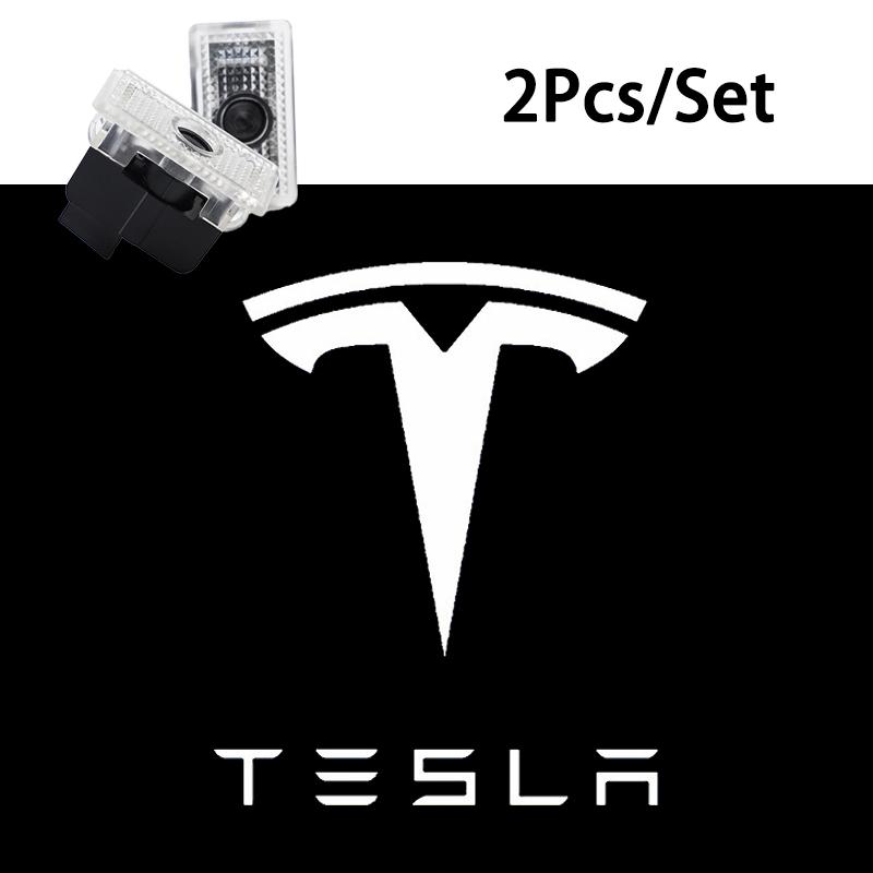 LZDF8 2pcs Car Door Wireless Welcome Light LED HD Projector Lamp Decoration For Tesla Model 3 Highland 2023 S X Y P75D P85D P90D P100D