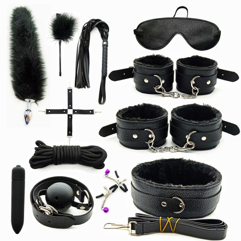 Adults Products Leather Sex Toy Kit Handcuffs Bondage Set Sex Games Bdsm Adult Toys Exotic Accessories Sex Toys for Couples