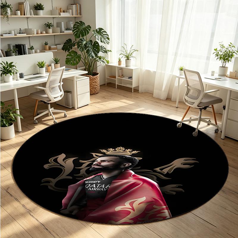 Virat Kohli Printed Round Crystal Velvet Rug Soft Non Slip Floor Carpet For Bedroom Holiday Gift