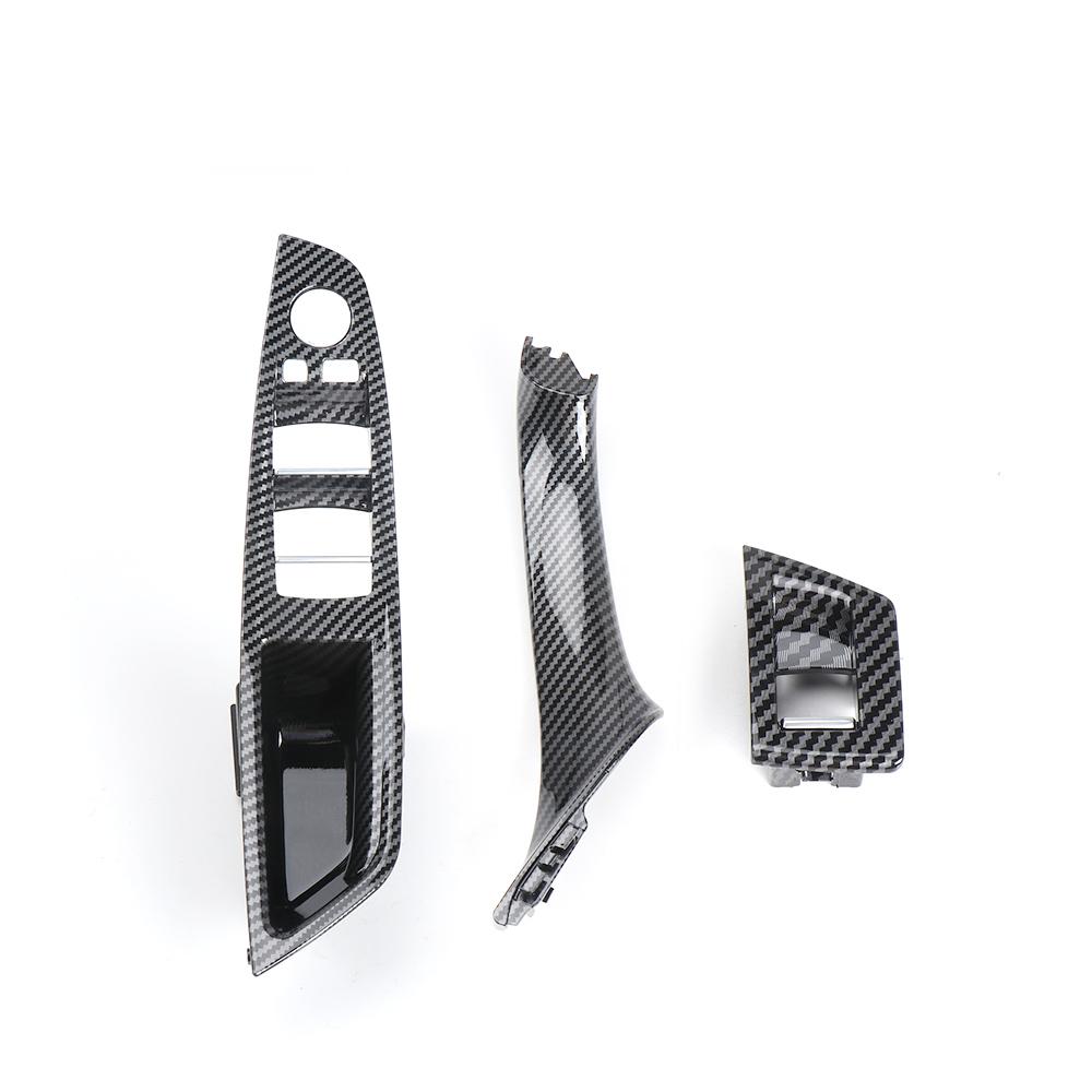 Для BMW F10 F11 LHD 7 шт. автомобильная внутренняя дверная ручка из углеродного волокна, набор ручек, декоративная пластина для левой руки BMW 5