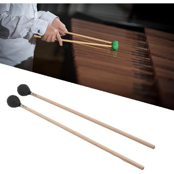 Marimba Mallets, 1 Pair Marimba Mallets Medium Hard Yarn Head with Maple Handle for Percussion Playing MQ‑06 (Black)
