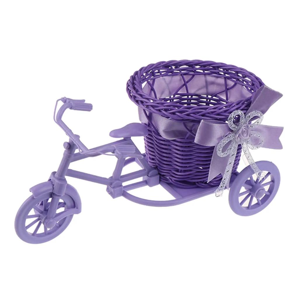 Bicycle Artificial Flower Basket Vase Mini Gifts Tricycle Planter Plant Stand for Wedding Party Garden Birthday Home Decor