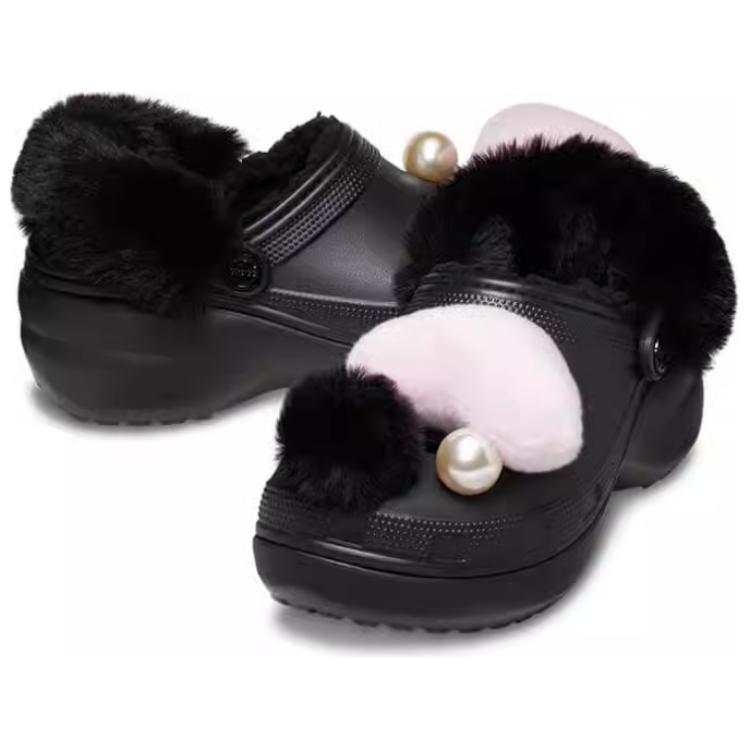 Crocs Ева Сплошная Толстая Подошва Флисовые Клоги Женские клоги Черный 210691-001