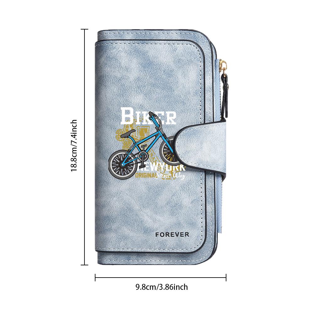 Biker Pattern Long Wallet Casual Portable Multi-card Slot Coin Purse for Daily Use