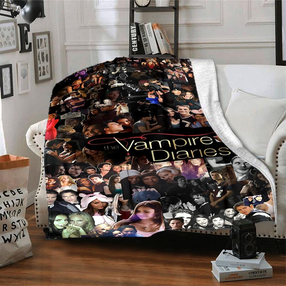 Vampire Diaries Collage Blanket Soft Throw Blanket For Home Bedroom Bed Sofa Travel Office Solid Christmas Blanket