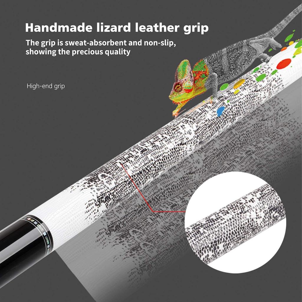 Кий для бильярда KONLLEN, карбоновый, кий для пула, 2-компонентный, карбоновый шафт, низкий прогиб, кожаная рукоятка, 58 дюймов, TT-PC 3/88, 12,5 мм (Дж. Ф. Уайт)…