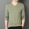 Men Fall Spring Top V Neck Long Sleeves Pure Color Slim Fit