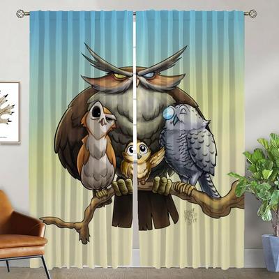 Мультяшная сова, современные шторы для гостиной, 2 шт., затемняющие шторы, домашние шторы для камеры, тюль для спальни