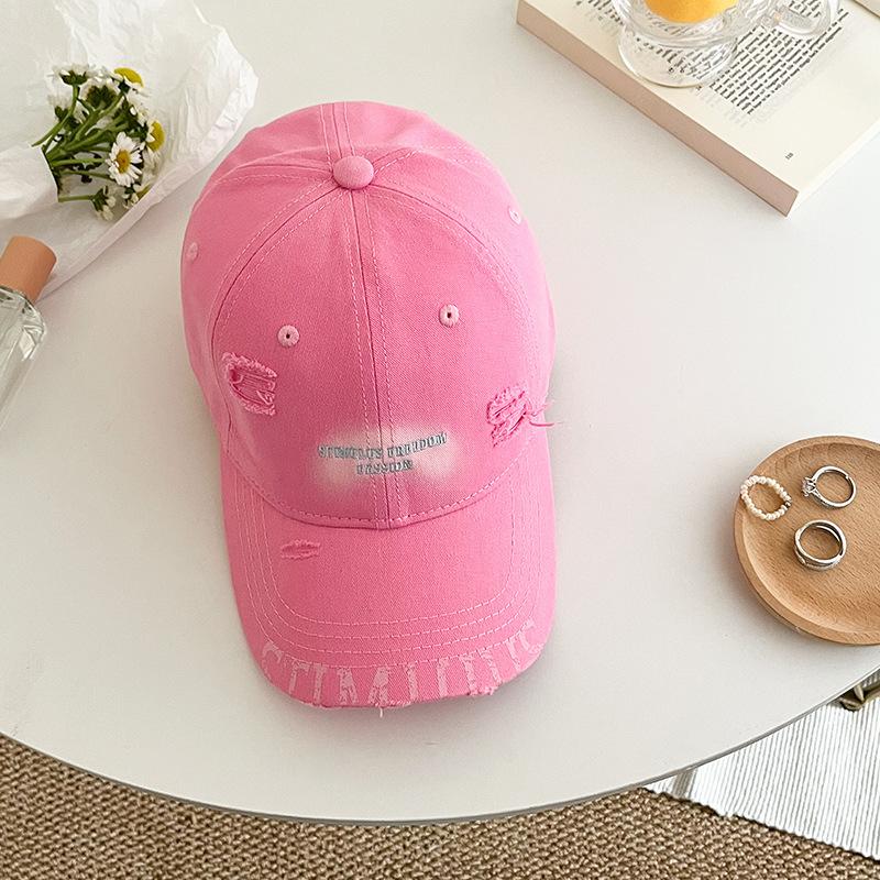 Letter Embroidered Baseball Cap Women'S Spring And Summer Face Small Edging Peaked Cap Edging Sunscreen Cap