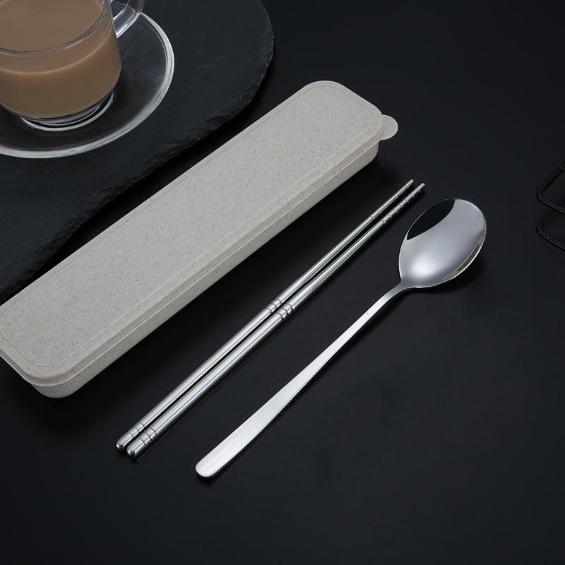 Набор столовых приборов из 2/3 предметов из нержавеющей стали 304, вилка, палочки для еды, ложка, портативный многоразовый набор столовых приборов с ящиком для хранения