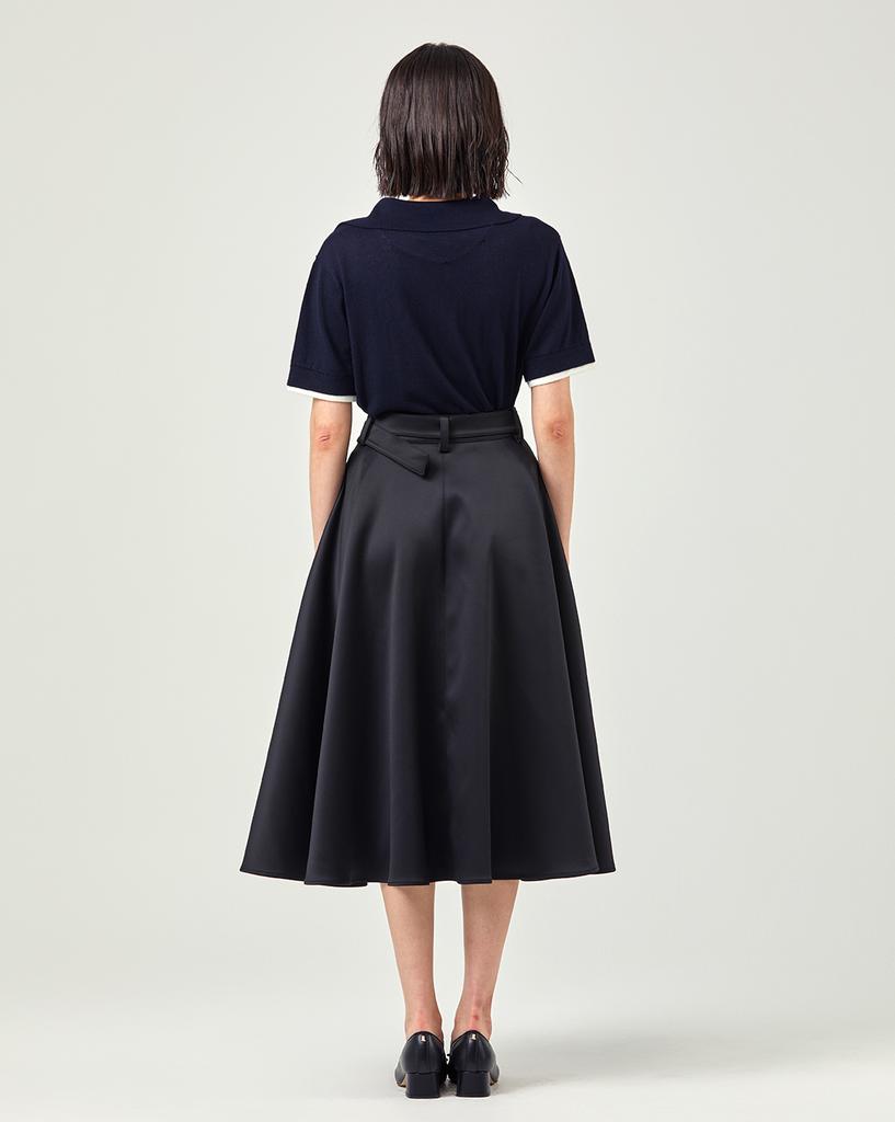 Атласная расклешенная юбка Lebeun с поясом