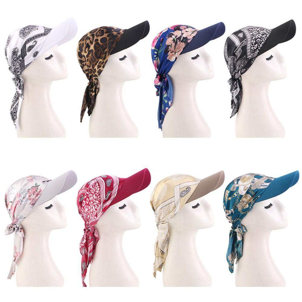 Summer Women Printed Satin Headscarf Hat Breathable Baseball Cap Outdoor Sun Hat For Men Women