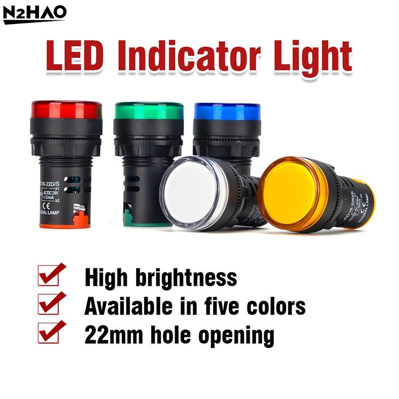 Световой индикатор AD16-22DS 22 мм для монтажа на панели DC 12V 24V 110V 220V 380V для панели приборов