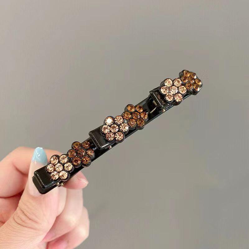 Rhinestones Braided Hair Clips For Girls Hairclip with 3 Flowers Hair Span With Crystalllume Women Hairpin Hair Accessories
