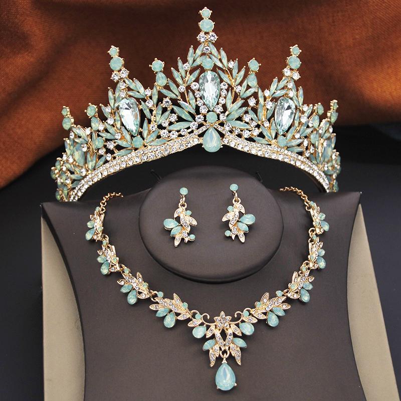 Bridal Jewelry Sets for Women Wedding Crown Birthday Tiaras and Choker Necklace Earrings Bride Party Costume Jewelry Accessories