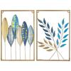 Metal Leaf Wall Hanging Decor | Nature-Inspired Leaf Design | Easy Installation (Set of 2 | Gold)
