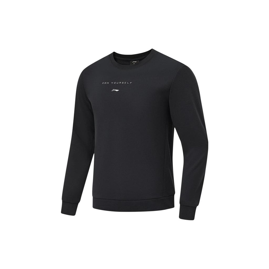 Li-Ning Однотонный флисовый теплый пуловер, толстовка мужская, толстовка, черный AWDT789-3