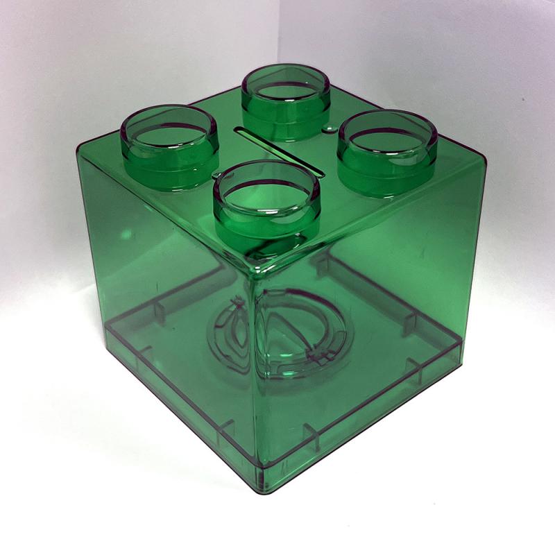 Creative Large Capacity Kids Building Blocks Transparent Piggy Bank, Lego-Style Money Box with Deposit & Withdraw, 9×9×9cm, Transparent/Color Options