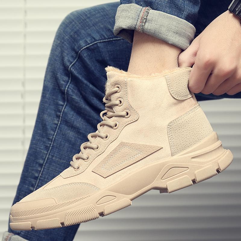 Fashion Men New High Quality Black Work Wear Boots Outdoor Anti Slip Comfort Casual Shoes Warm Fashion Ankle Boots Men's Winter Shoes