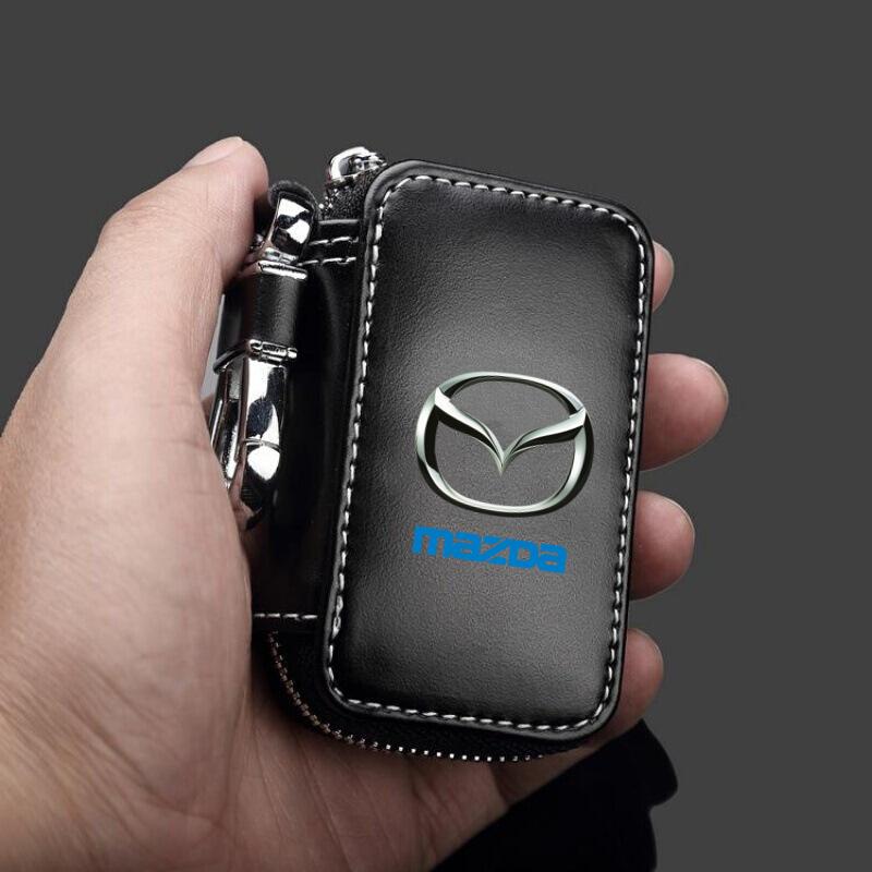 Leather Car Key Case Keys Full Cover Protection Shell Bag For Mazda 2 3 4 5 6 7 8 323 626 CX5 CX7 CX9 RX8 MX3 MX5 Accessories FF10