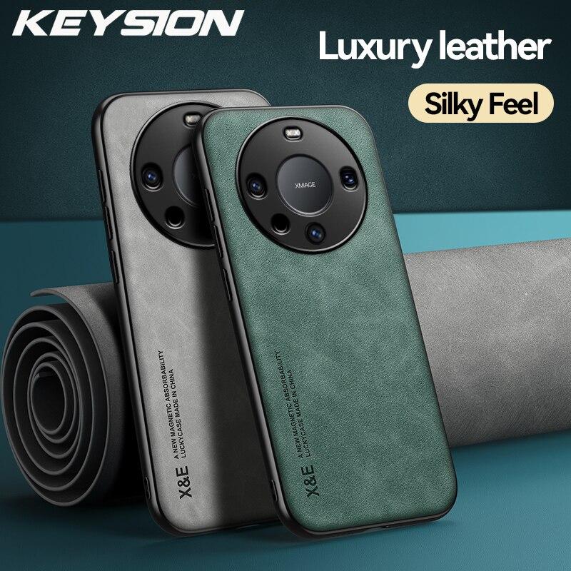 KEYSION Роскошный кожаный чехол в стиле ретро для Huawei Mate 60 Pro + 50 Pro, мягкий силиконовый + противоударный чехол для телефона из поликарбоната для HONOR X9A 5G