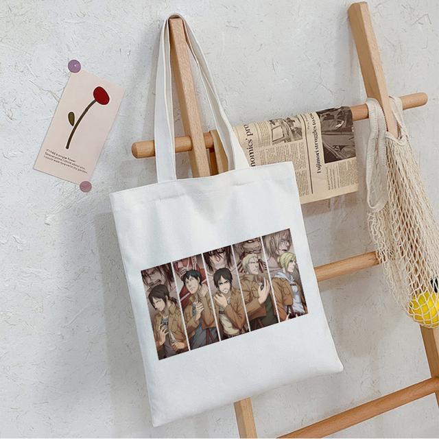 Холщовая сумка в стиле аниме «Атака Титанов» в стиле Харадзюку, в стиле панк, в готическом стиле, большая вместительная женская сумка, винтажная сумка, классическая сумка на плечо