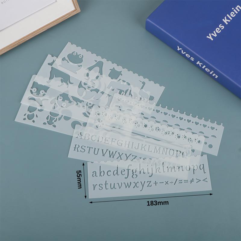 8 шт. Трафарет для рисования с буквами, волнами, животными, для поделок своими руками, многослойный, полый